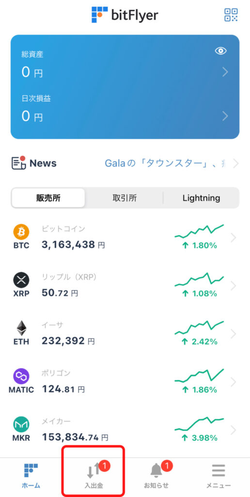 ビットフライヤー登録画面３６